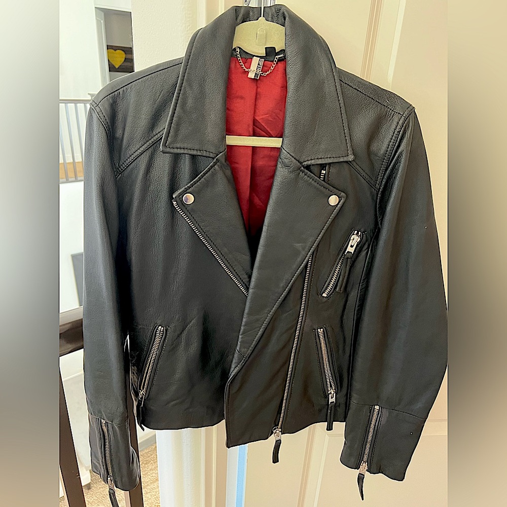 Real Leather Top Shop Moto Jacket